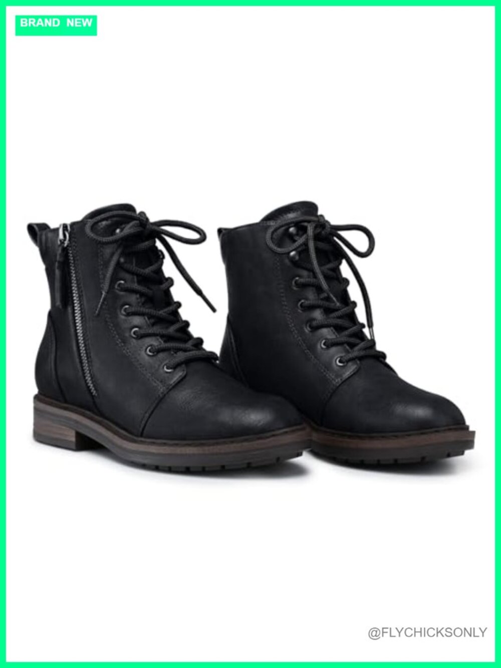 Women's Lace-Up Combat Ankle Boots Faux Leather Comfort Memory Foam